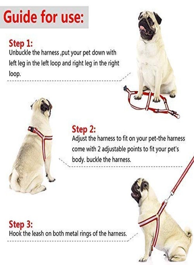 Pups&Pets Adjustable Soft Nylon Strip Radium Dog Harness & Leash Set for Puppies and Small Breed Dog Reflected Harness & Leash Set 15mm ((Red Color) - Image 5
